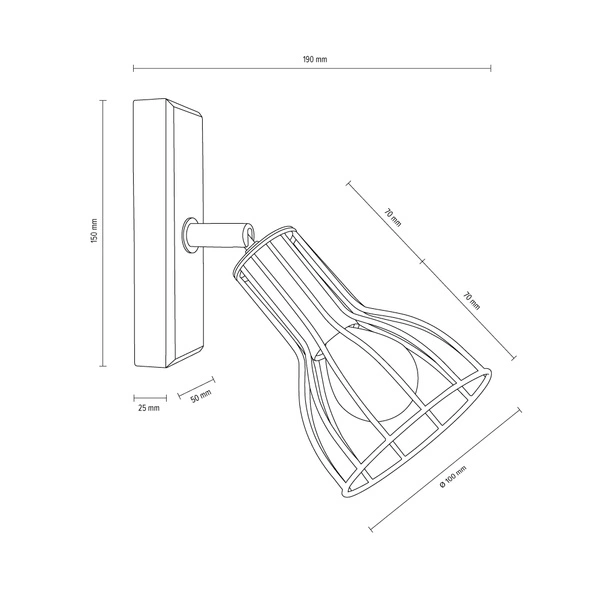 Megan Wood Kinkiet 1xE14 Max.40W Dąb Olejowany/Czarny 2344174