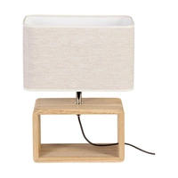 Boho Lampa Stołowa 1xE27 Max.25W Dąb Olejowany/Czarny Oplot/Beżowy 77291174