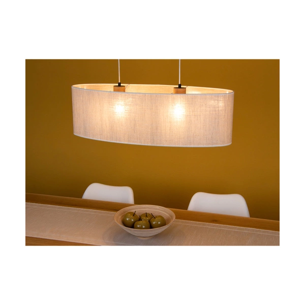 Boho Hanging Lamp 2xE27 Max.40W Oiled Oak/Transparent PVC/Beige 17910274