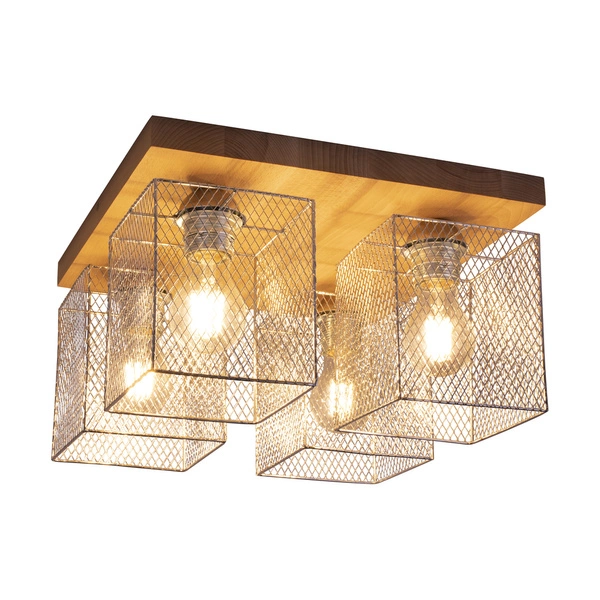 Lampa sufitowa Norman Wood 4xE27 Max.25W Dąb olejowany/Chromowany metal 8175474