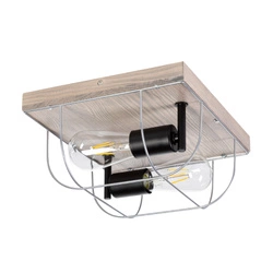 Netuno Wall/Ceiling Lamp 2xE27 Max.15W LED Stained Pine Gray/Black Metal/Silver Metal 92072257