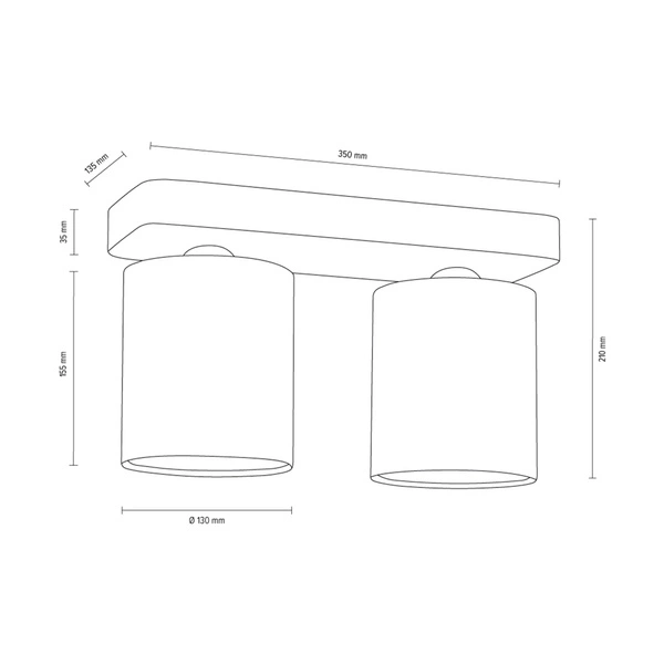 Gentle Ceiling Lamp 2xE27 Max.25W Gray Concrete/White Fabric Shade 2321236