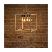 Kago Pendant Lamp 4xE27 Max.60W Oiled Oak/Black Metal/Transparent PVC Cable 61540474
