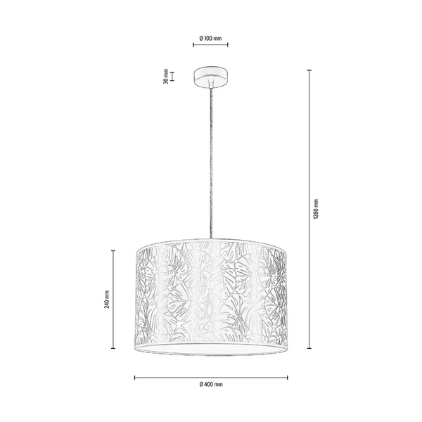 Mateo Pendant Lamp 1xE27 Max.60W Black Metal/Transparent PVC Cable/Beige Wallpaper 87811104