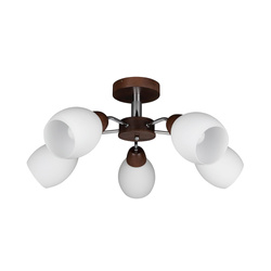 Parma Wood Ceiling Lamp 5xE27 Max.60W Walnut Beech Wood/Chrome Metal/White Glass