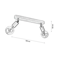 Takada Lampa Sufitowa 2xE27 Max.25W Bejcowana Sosna Szara/Czarny Metal 2025717700000