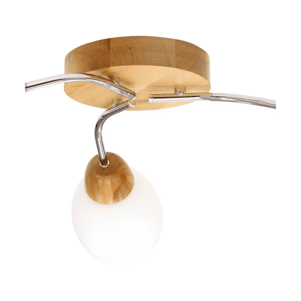 Santa Ceiling Lamp 3xE27 Max.60W Birch Wood/Chrome Metal/White Glass 8552360