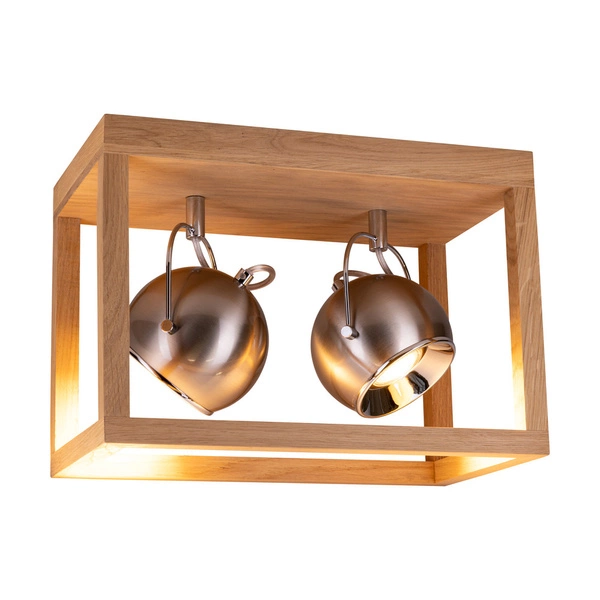 Roy Ceiling Lamp Incl.2xLED GU10 5W Oiled Oak/Satin Metal 5227274