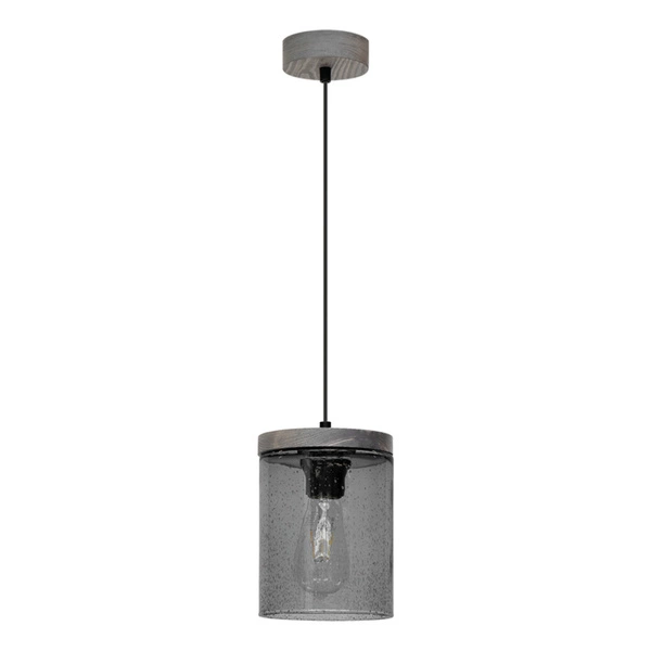 Monsun Pendant Lamp 1xE27 Max.60W Stained Pine Gray/Black PVC Cable/Smoked Glass