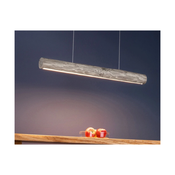 Lampa Wisząca Lucas 1xLED Samsung 24V Zintegrowana 2380lm 3000K 25,5W Bejcowana Sosna Szara/Czarny Metal/Przezroczysty Kabel PCV ze ściemniaczem dotykowym 69470104