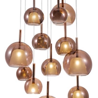 Bellezia Pendant Lamp Incl. 12xG4 Max.20W Chrome Metal/Copper Glass 1781213