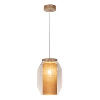 Vaso Jute Pendant Lamp 1xE27 Max.15W LED Oiled Oak/Transparent PVC/Transparent/Beige 179110174