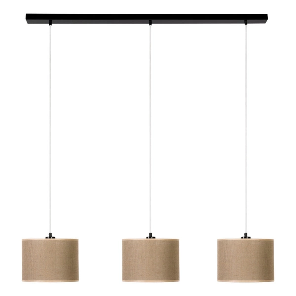 Jute Hanging Lamp 3xE27 Max.40W Black/Transparent/PVC/Beige 16910304