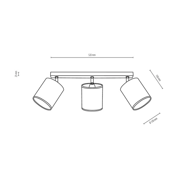 Atike Ceiling Lamp 3xE27 Max.25W Oiled Oak/Chrome Metal/Black Fabric Shade 197546374