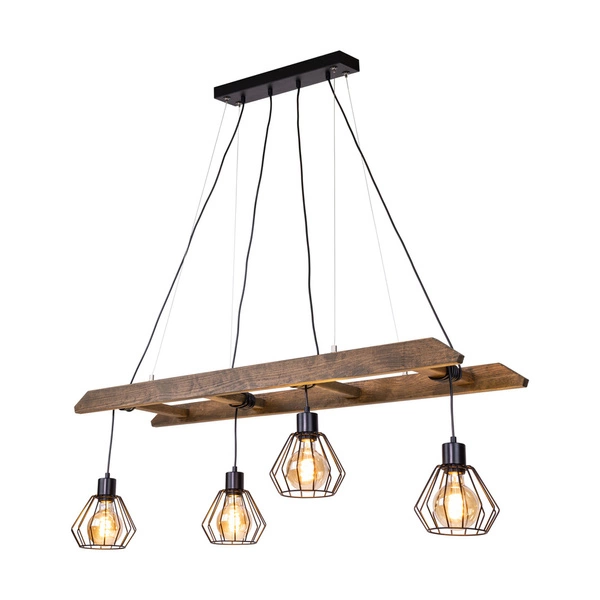 Eskalo Pendant Lamp 4xE27 Max.60W Stained Pine on Walnut/Black Metal/Black PVC Cable 7229456