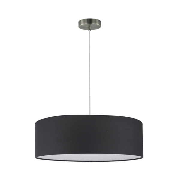 Josefina Pendant Lamp 3xE27 Max.25W Satin Metal/Transparent PVC Cable/Anthracite Fabric Shade