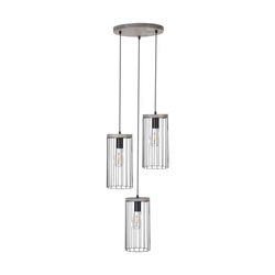 Timeo Pendant Lamp 3xE27 Max.60W Stained Pine Gray/Black PVC Cable/Black Metal 195109357R