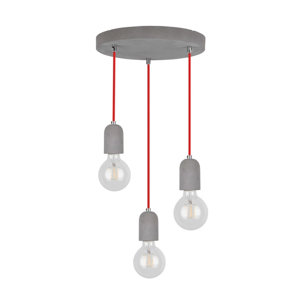 Amory Pendant Lamp 3xE27 Max.60W Gray Concrete/Red Fabric Cable 9776336R