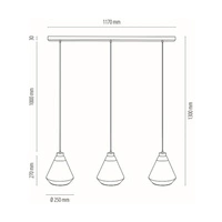 Mistral Pendant Lamp 3xE27 Max.60W Black Metal/Transparent PVC Cable/Gold-Transparent Glass 15820304