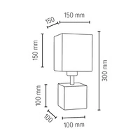Strong Square Table Lamp 1xE27 Max.25W White Concrete/Black PVC Cable/White Fabric Shade 6191937