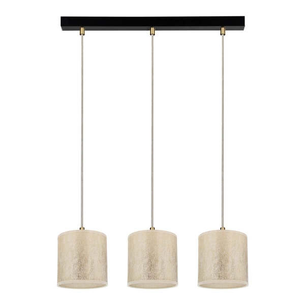 Ora Pendant Lamp 3xE27 Max.25W Black Metal/Transparent PVC Cable/Gold Fabric Shade 962041321