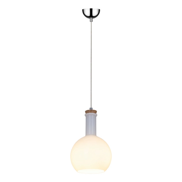 Bottles Pendant Lamp 1xE27 Max.60W Chrome Metal/White Fabric Cable/White Glass 1147102
