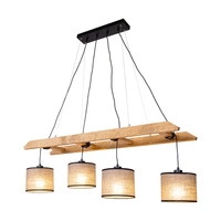 Eskalo Pendant Lamp 4xE27 Max.25W Stained Pine Brown/Black Metal/Black PVC Cable/Natural Linen with black ribbon Shade 7739451