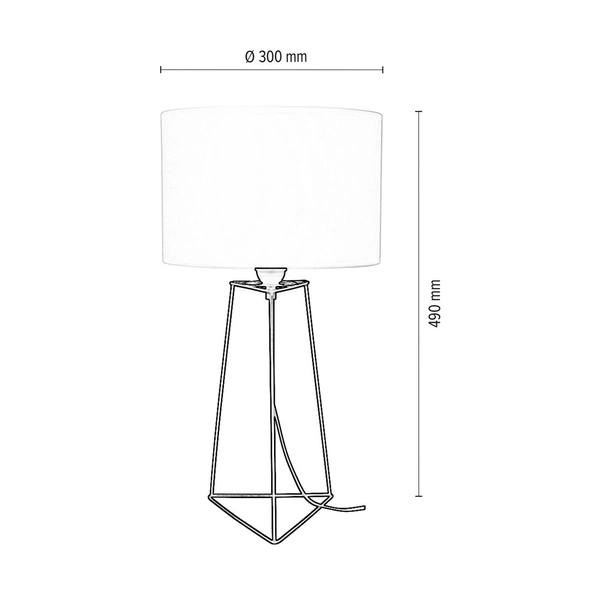 Marlene Table Lamp 1xE27 Max.25W Black Metal/Black PVC Cable/White Fabric Shade 7682104
