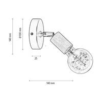 Elmin Wall Lamp 1xE27 Max.25W Oiled Oak/Black Metal 2264104
