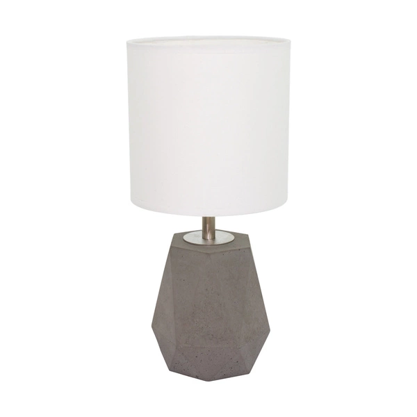 Diamant Table Lamp 1xE27 Max.25W Gray Concrete/Black PVC Cable/White Fabric Shade 791942136