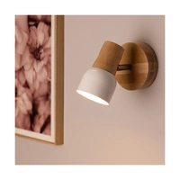 Svantje Wall Lamp 1xE14 Max.40W Birch Wood/White Metal 2239160