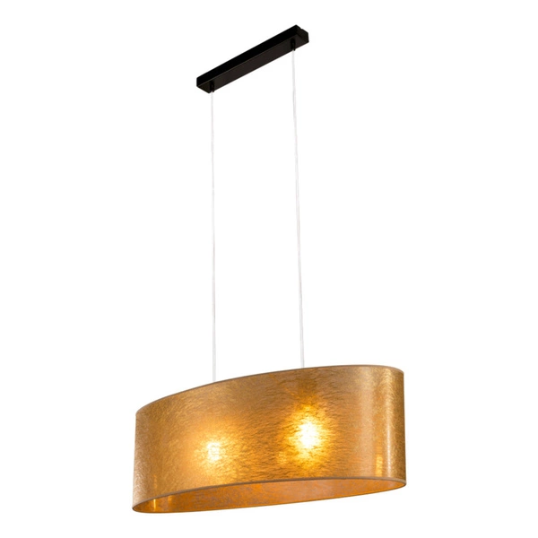 Lampa Wisząca Nevoa 2xE27 Max.40W Czarny Metal/Przezroczysty Kabel PCV/Klosz ze Złotej Tkaniny 17940204