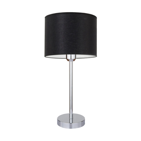 Amor Table Lamp 1xE27 Max.40W Chrome Metal/Transparent PVC Cable/Black Fabric Shade 7012811411043