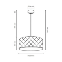 Maxima Pendant Lamp 1xE27 Max.60W Chrome Metal/Transparent PVC Cable/Black Fabric Shade 1762028