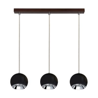 Lampa wisząca z drewna Ball w zestawie 3xLED GU10 5W Drewno bukowe w kolorze orzecha/Czarny metal 5143376