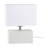 Strong Double Table Lamp 1xE27 Max.25W White Concrete/Black PVC Cable/White Fabric Shade 7381937