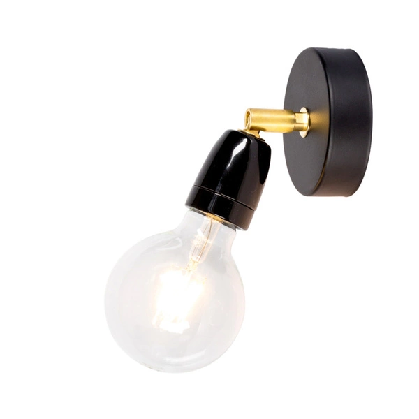 Porcia Wall Lamp 1xE27 Max.25W Black Metal/Gold Metal/Black Ceramics 8127104