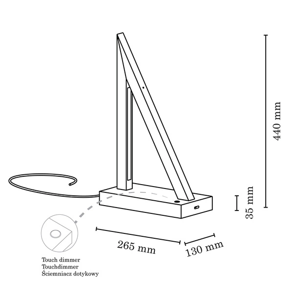 Segel Table Lamp 2xLED 24V Integrated 770lm 3000K 8,5W Walnut Beech Wood/Black Fabric Cable with Touch Dimmer 7213976