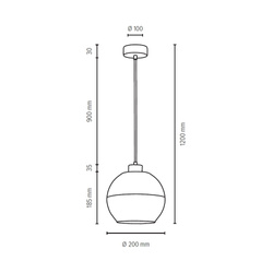 Linea Pendant Lamp 1xE27 Max.60W Walnut/Transparent/Frosted