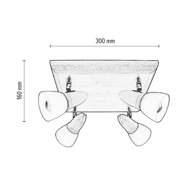 Julietta Ceiling Lamp 4xE14 Max.40W Kirsch Beech Wood/Chrome Metal/White Glass 2215430
