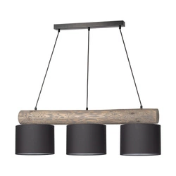 Pino Mix Pendant Lamp 3xE27 Max.40W Stained Pine Gray/Black Metal/Black PVC Cable/Anthracite Fabric Shade 6760489404