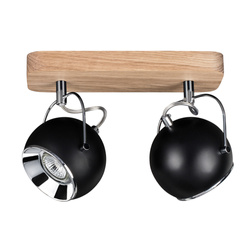 Ball Wood Ceiling Lamp Incl. 2xLED GU10 5W Oiled Oak/Black