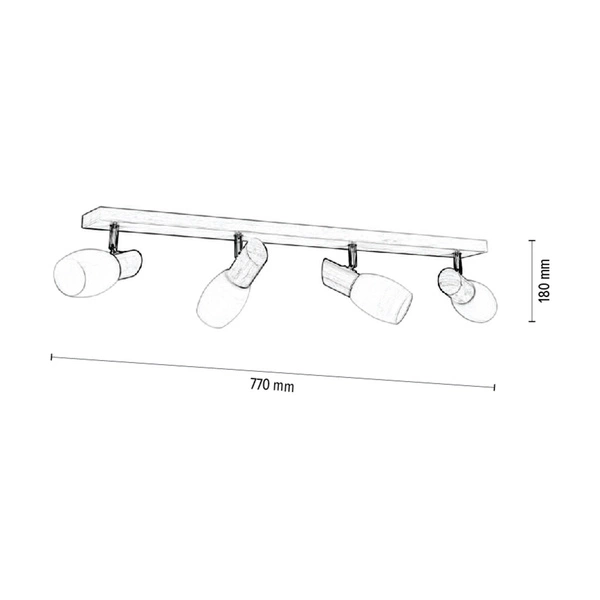 Birgit Ceiling Lamp 4xE14 Max.40W Birch Wood/White Glass 2046017020766
