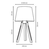 Tripod Table Lamp 1xE27 Max.40W Oiled Oak/Transparent/Black 6115074