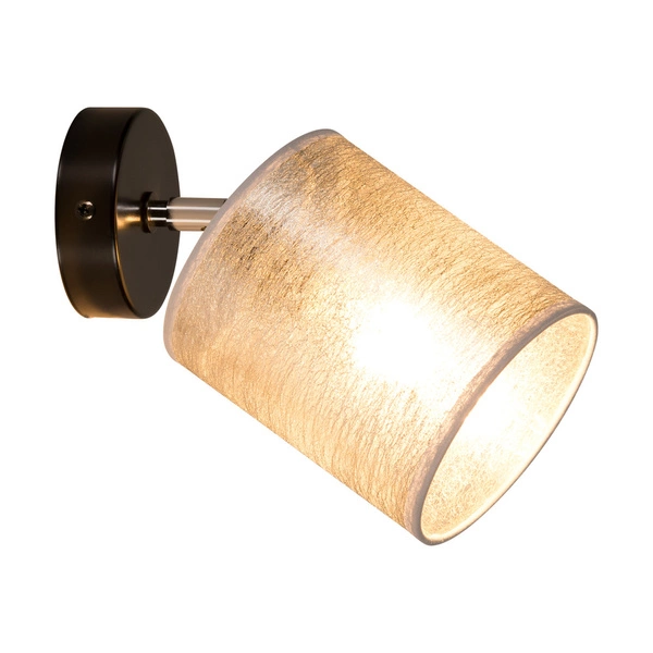 Nevoa Wall Lamp 1xE27 Max.25W Black Metal/Chrome Metal/Silver Fabric Shade 56794104