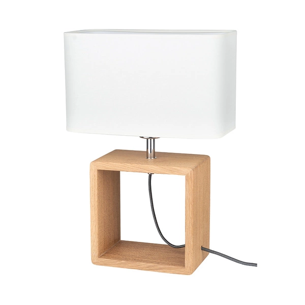 Cadre Table Lamp 1xE27 Max.25W Oiled Oak/Black Fabric Cable/White Fabric Shade 7702974