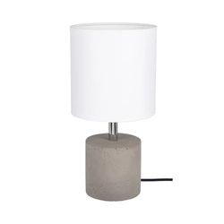 Strong Round Table Lamp 1xE27 Max.25W Gray Concrete/Black PVC Cable/White Fabric Shade 6091936