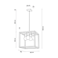 Kago Pendant Lamp 4xE27 Max.60W Oiled Oak/Black Metal/Transparent PVC Cable 61540474