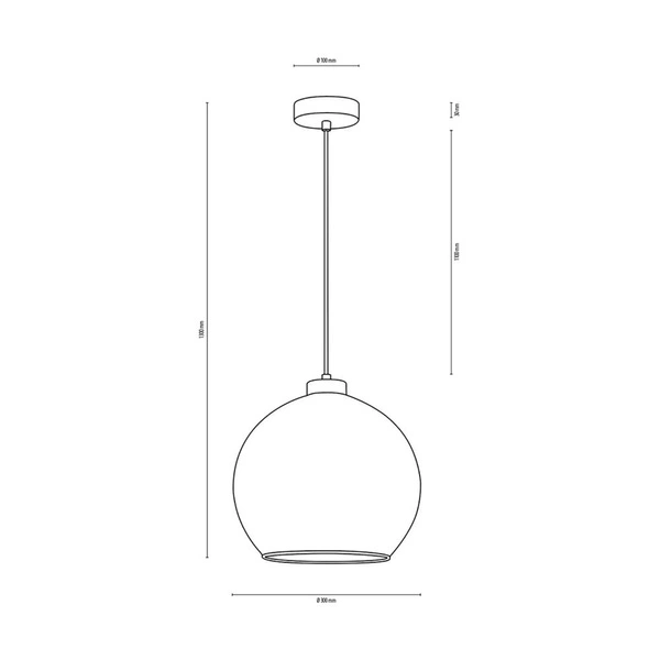 Lampa Wisząca Canberra 1xE27 Max.60W Czarny Metal/Przezroczysty Kabel PCV/Szkło Dymne 5500055