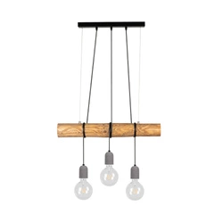 Trabo Concrete Lampa Wisząca 3xE27 Max.60W Sosna Bejcowana/Czarny/Szary